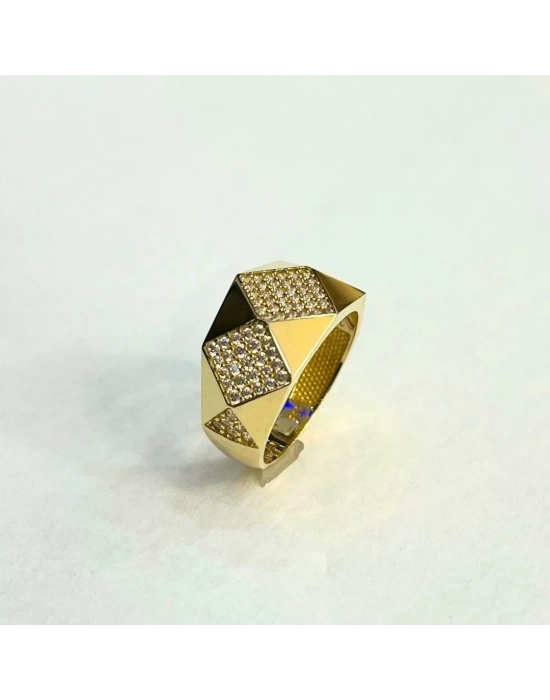 14 Ayar Altın Taşlı Prizma Yüzük