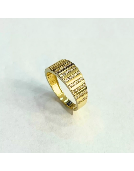 14 Ayar Altın Taşlı Şerit Yüzük