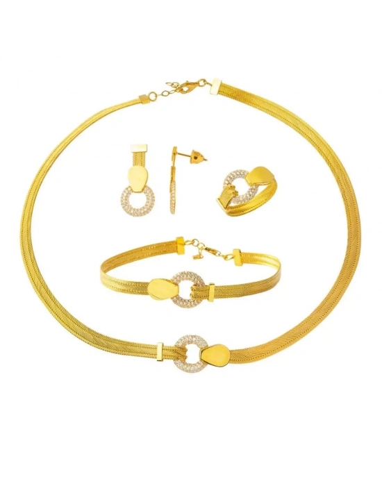 14 Ayar Altın Taşlı Trabzon Hasır Set Takımı