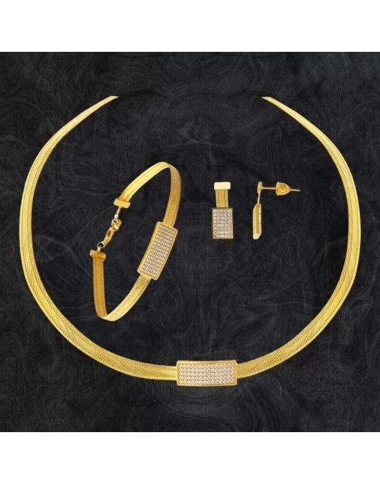 14 Ayar Altın Taşlı Trabzon Hasır Set Takımı