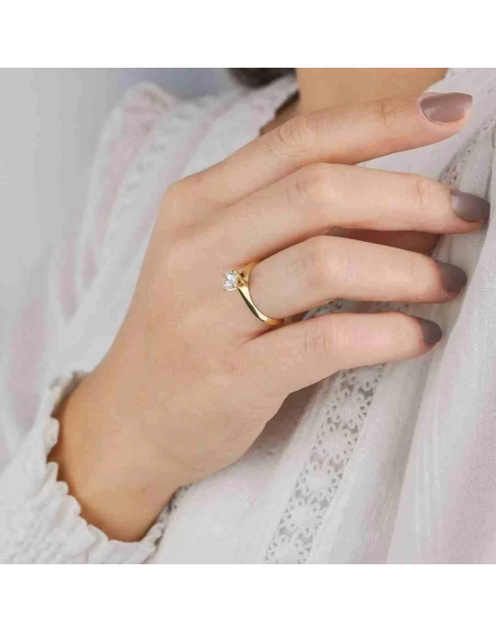 14 Ayar Altın Tektaş Yüzük