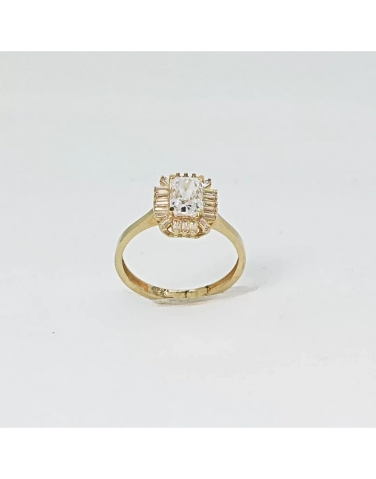 14 Ayar Altın Trapez Baget Yüzük