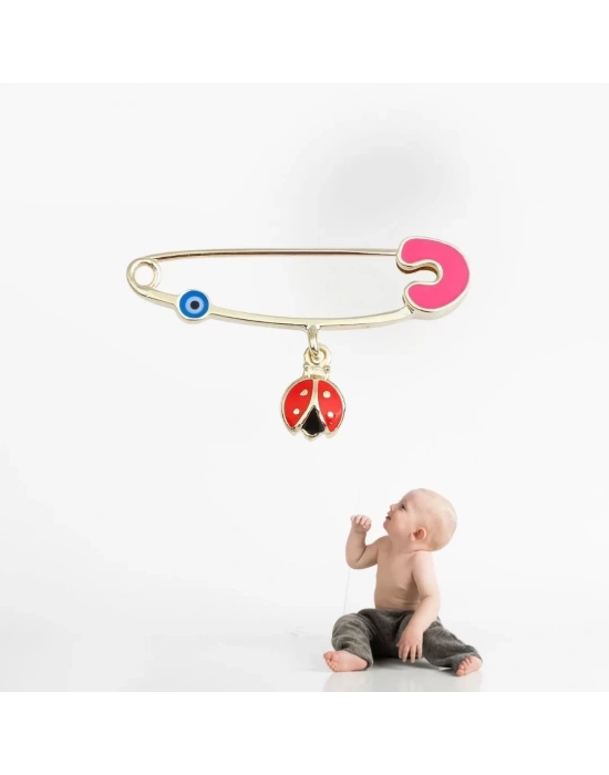 14 Ayar Altın Uğur Böceği Bebek İğnesi