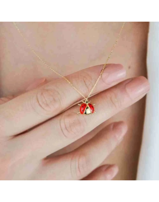 14 Ayar Altın Uğur Böceği Kolye