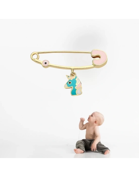 14 Ayar Altın Unicorn Bebek İğnesi