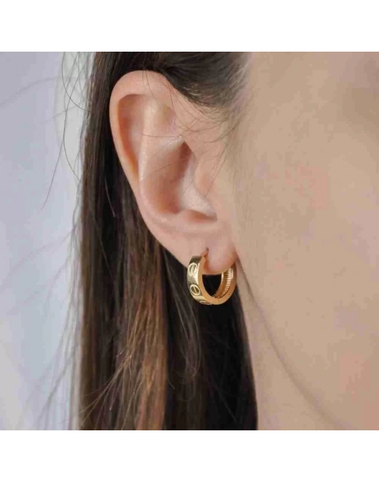 14 Ayar Altın Vida Halka Küpe