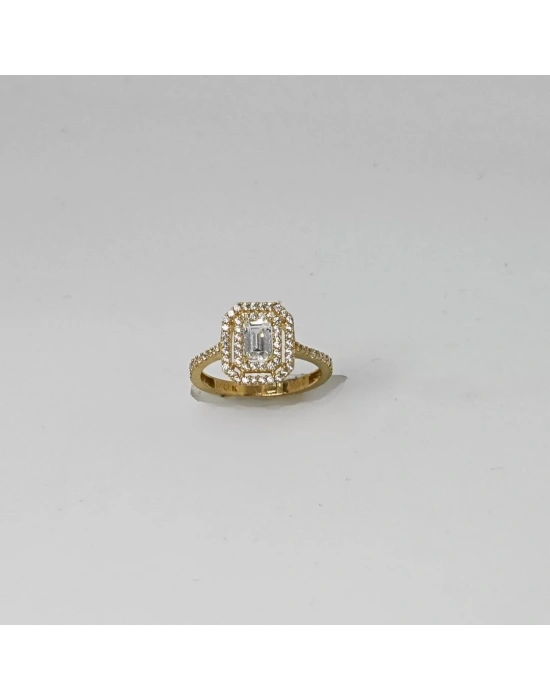 14 Ayar Altın Yan Taşlı Baget Yüzük