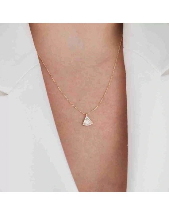 14 Ayar Altın Yelpaze Kolye