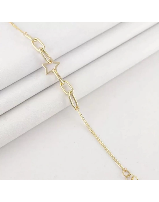 14 Ayar Altın Yıldız Zincirli Bileklik