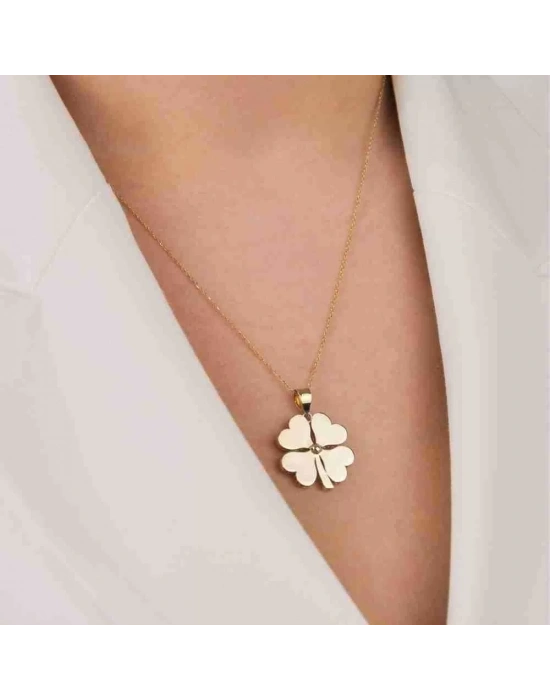 14 Ayar Altın Yonca Kolye