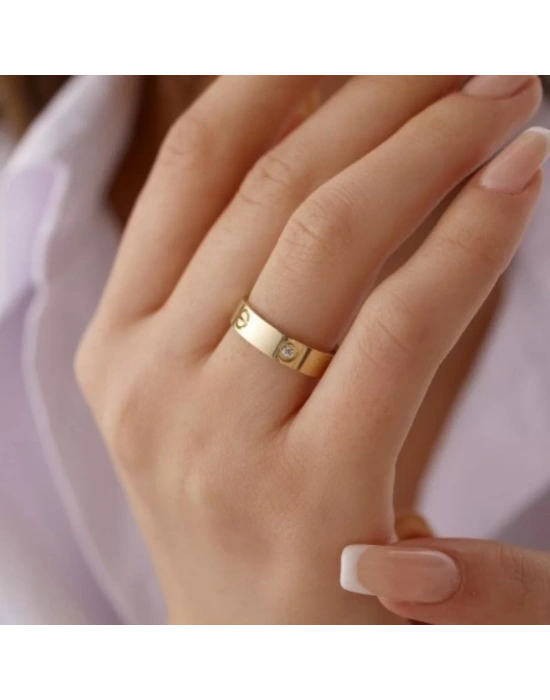 14 Ayar Altn Çivili Alyans 5mm