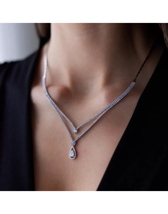 14 Ayar Beyaz Altın Çiftli Düğün Seti Takımı