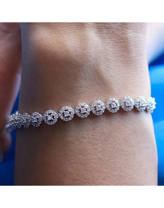 14 Ayar Beyaz Altın Kronet Su Yolu Bileklik