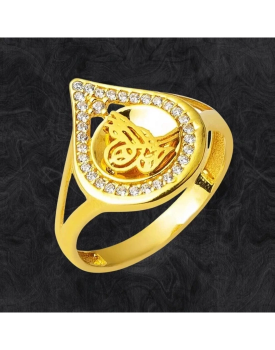 14 Ayar Damla Tuğra Altın Yüzük