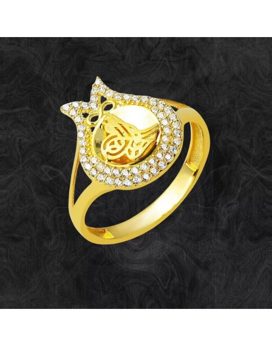 14 Ayar Lale Tuğra Altın Yüzük