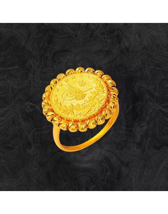 14 Ayar Oval Dorika Tuğra Altın Yüzük