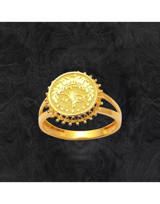14 Ayar Oval Sade Tuğra Altın Yüzük