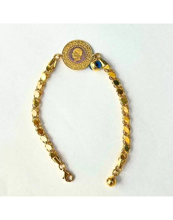 14 Ayar Pullu Çeyrekli Bileklik