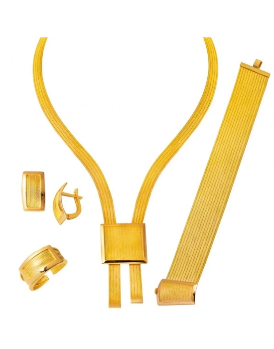 22 Ayar Altın 11 Sıra Taşlı Trabzon Hasır Set Takımı