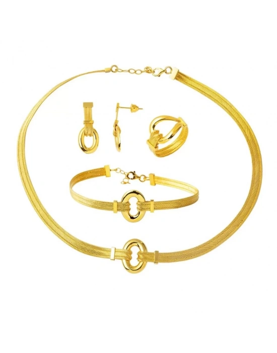 22 Ayar Altın 3 Sıra Oval Sade Trabzon Hasır Set Takımı