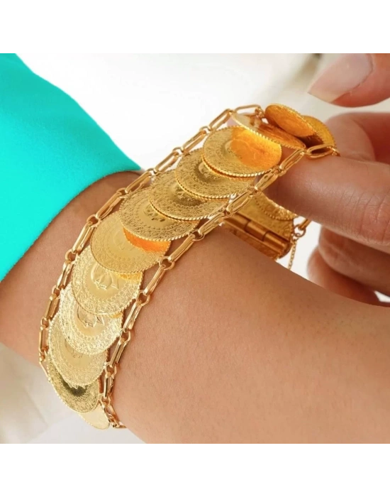 22 Ayar Altın Çoklu Çeyrekli Bileklik