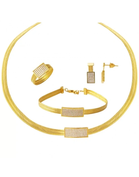 22 Ayar Altın Taşlı 3 Sıra Trabzon Hasır Set Takımı