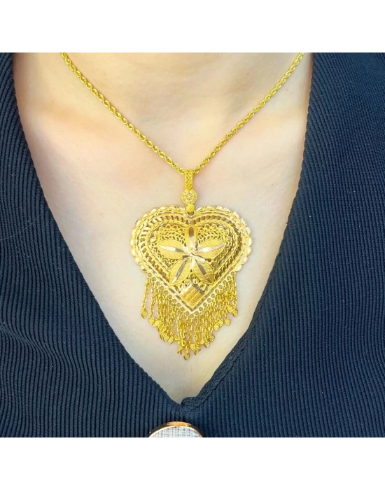 8 Ayar Altın Hint Zincirli Kolye