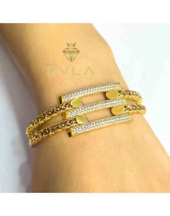 8 Ayar Altın Taşlı Kaburga Kelepçe