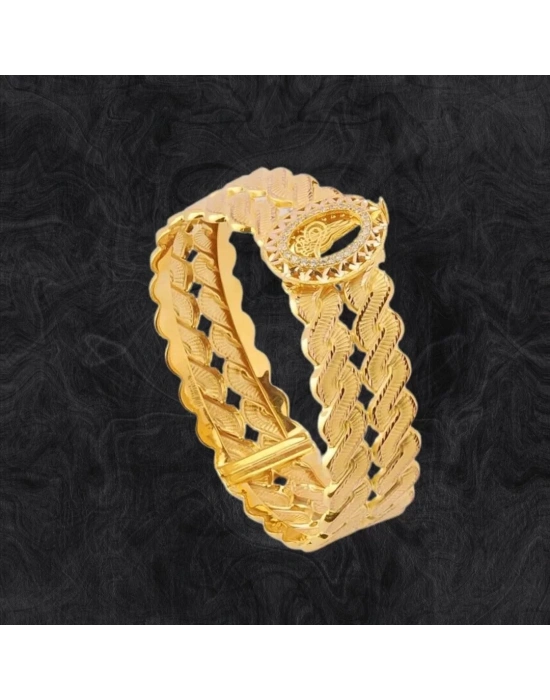 8 Ayar Altın Tuğralı Trabzon Hasır Kelepçe