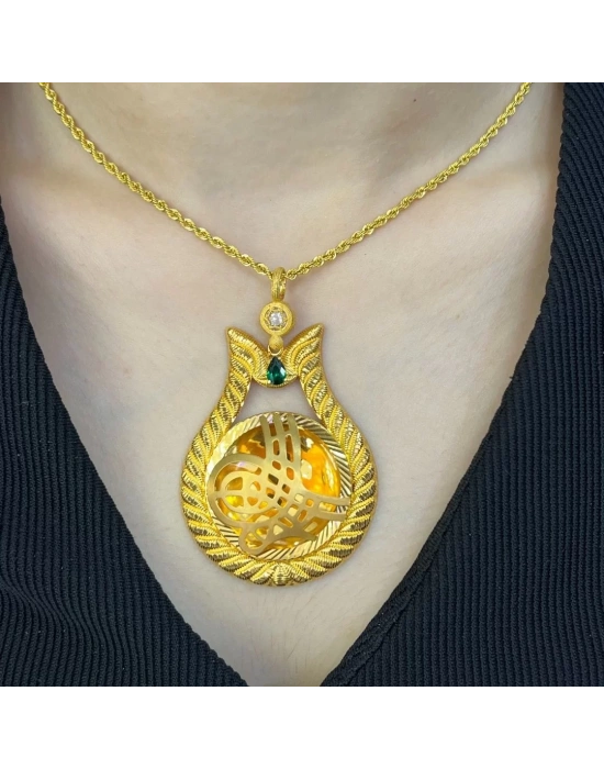 Altın Lale Tuğra Kolye