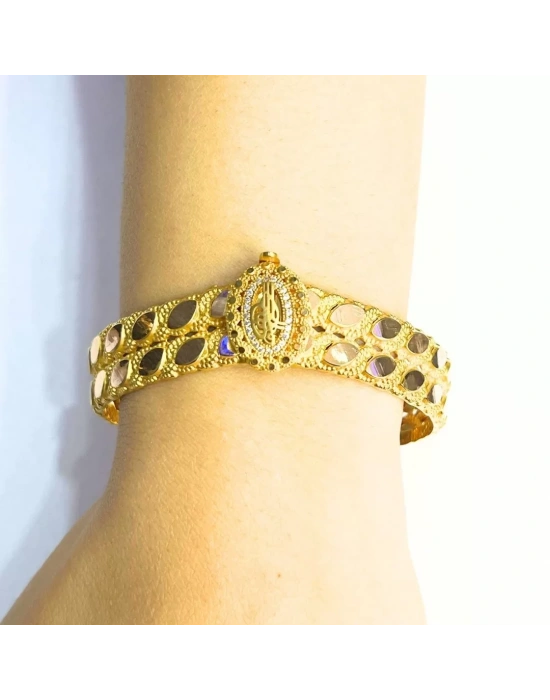 Sarı Altın 2 Sıra Pullu Tuğra Kelepçe