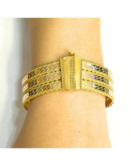 Sarı Altın 3 Sıra Aynalı Kelepçe