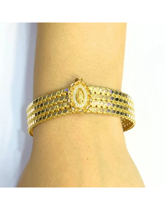 Sarı Altın 4 Sıra Pullu Tuğralı Kelepçe