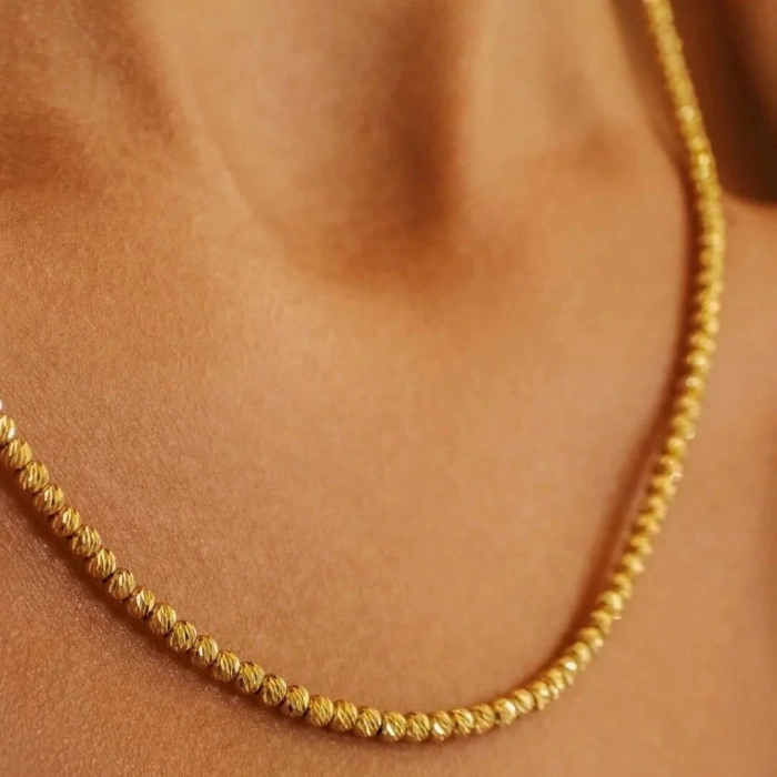 14 Ayar Altın Dorika Tek Sıra Sade Kolye