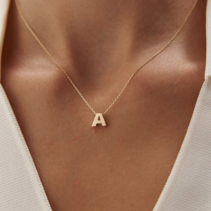 14 Ayar Altın Harf Kolye Üç Boyutlu