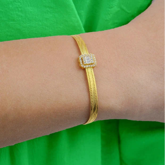 14 Ayar Altın Hasır Baget Bileklik