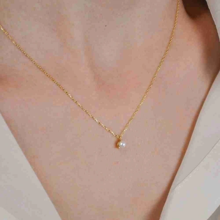 14 Ayar Altın İnci Kolye