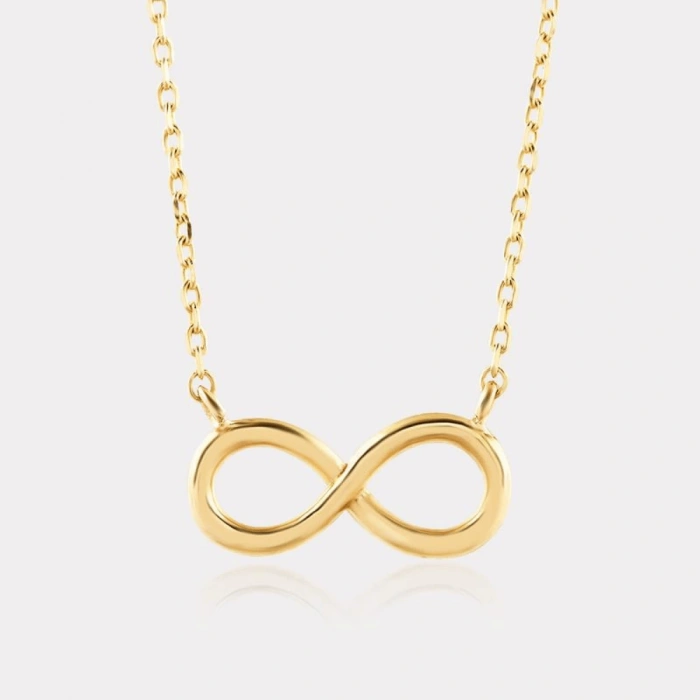 14 Ayar Altın Sade Sonsuzluk Kolye