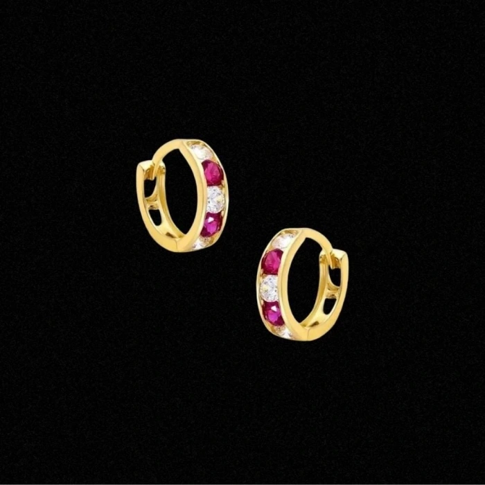 14 Ayar Altın Taşlı Motifli Çocuk Küpesi