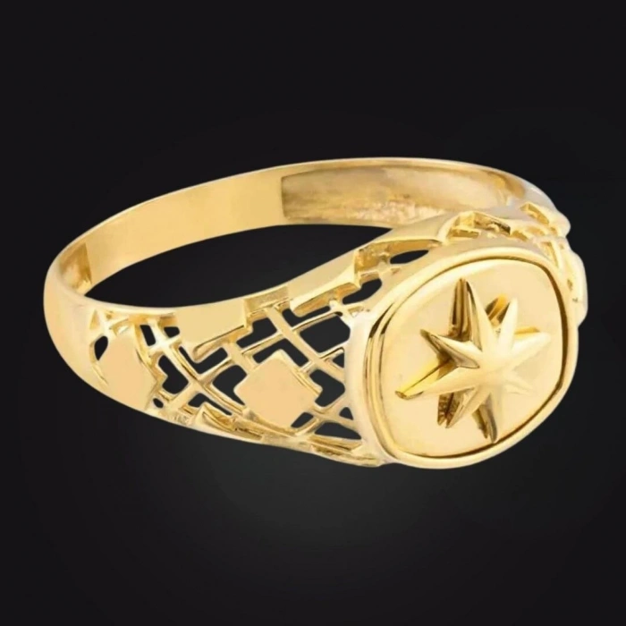 14 Ayar Altın Yıldız Erkek Yüzüğü