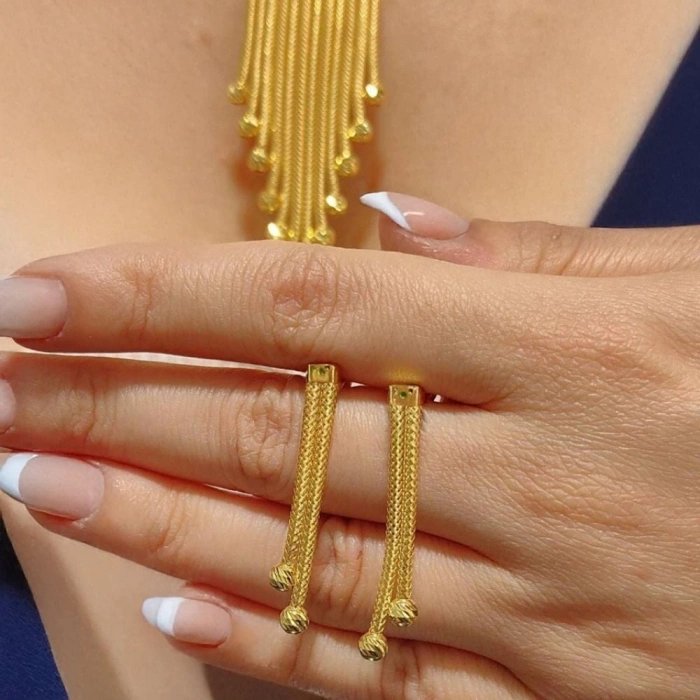 8 Ayar Altın Kalze Örgü Hasır Set Takımı