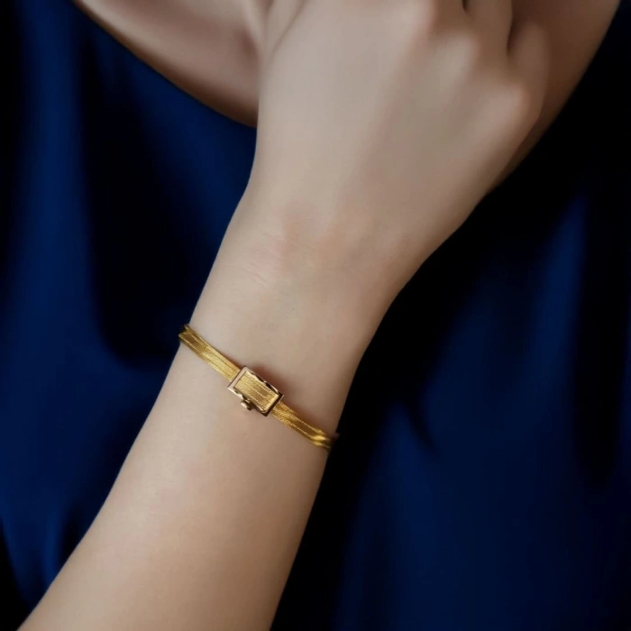 Altın 3 Sıra Trabzon Hasırı Bileklik