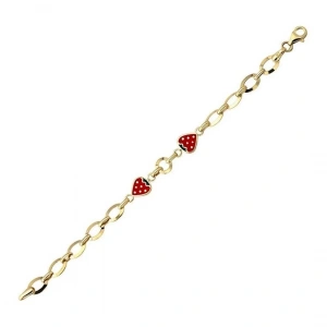 14 Ayar Altın Çilekli Çocuk Künyesi