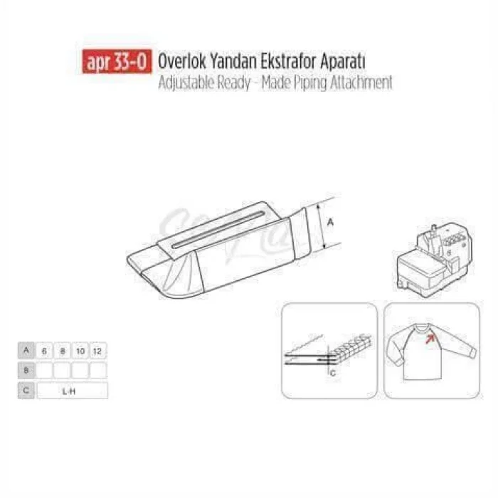 Overlok Yandan Ekstrafor Aparatı 22Mm/ APR 33-O