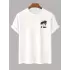 Palmiye Ön Baskılı Oversize Bisiklet Yaka T-shirt - Beyaz