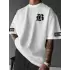 LB Baskılı Oversize Bisiklet Yaka T-shirt - Beyaz