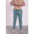 Beli Lastikli Ve Bağcıklı Erkek Keten Pantolon Mint Yeşili