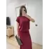 Bisiklet Yaka Bluz Uzun Etekli ikili Takım Triko - Bordo