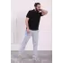 Erkek Pamuklu Keten Rahat Kesim Terletmez Kumaş Bağcıklı Pantolon Açık Mavi