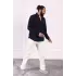Erkek Pamuklu Keten Rahat Kesim Terletmez Kumaş Bağcıklı Pantolon Beyaz